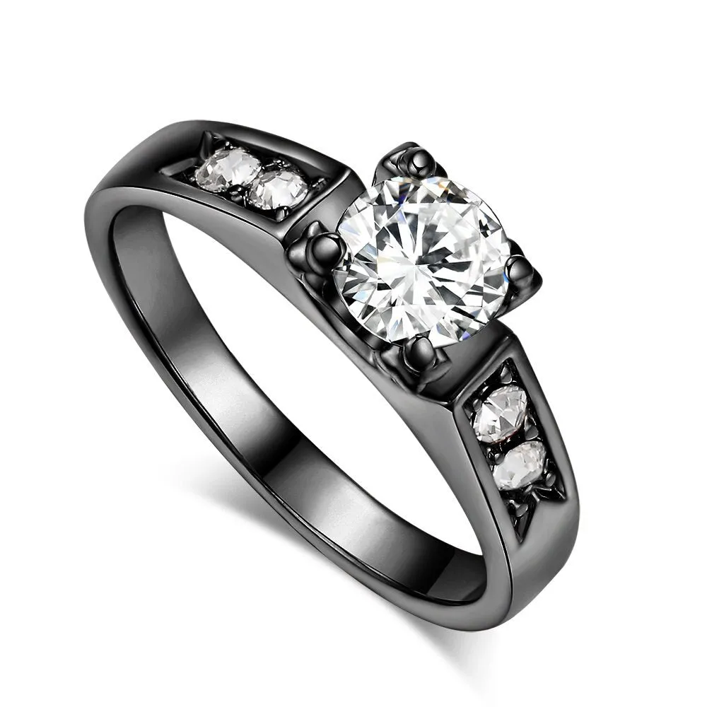 AAA  Zircon Cubic Zirconia 4 Claw Wedding Finger Ring For Women Crystal Rose Gold Color