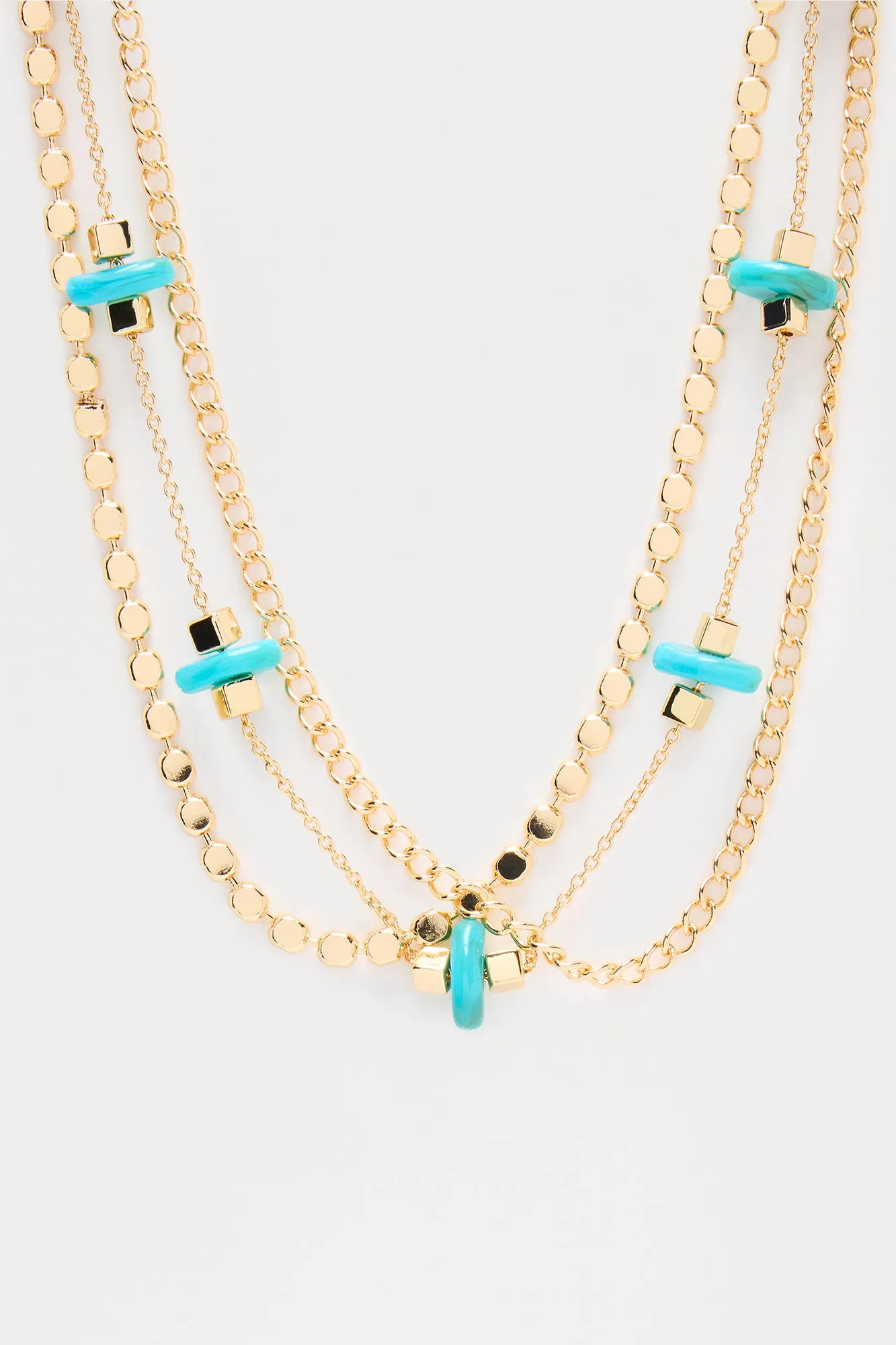 Anna Stones & Chains Layered Choker Necklace  - Turquoise/combo