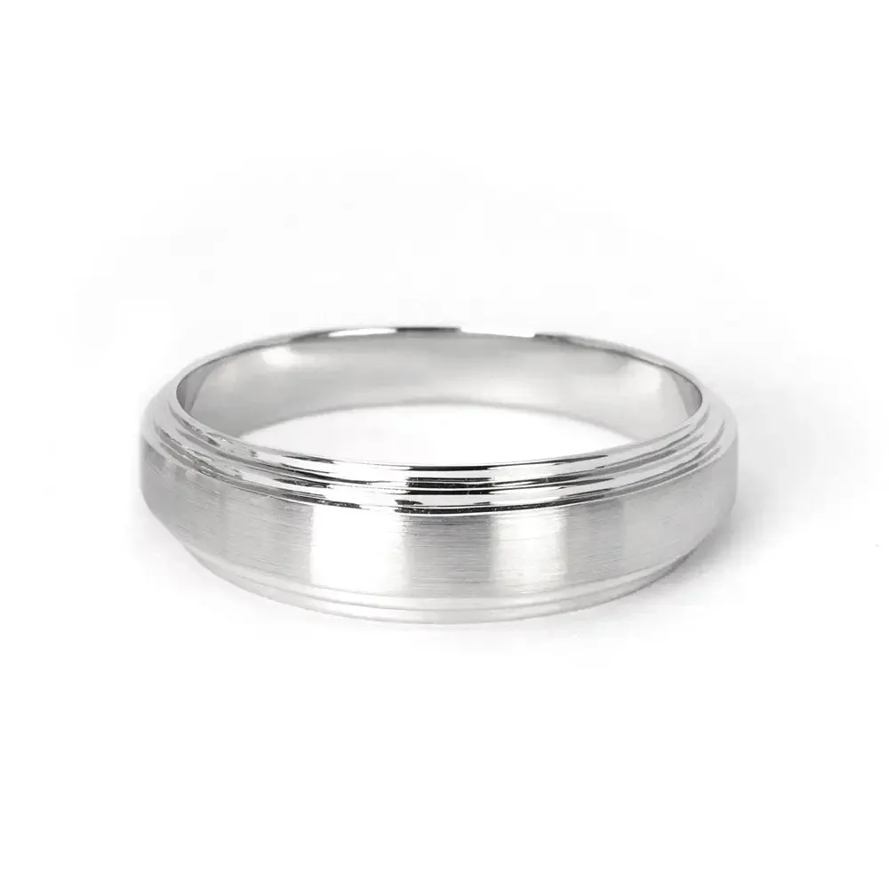 [As-Is] Satin Brushed Tapered Wedding Ring in 18K White Gold