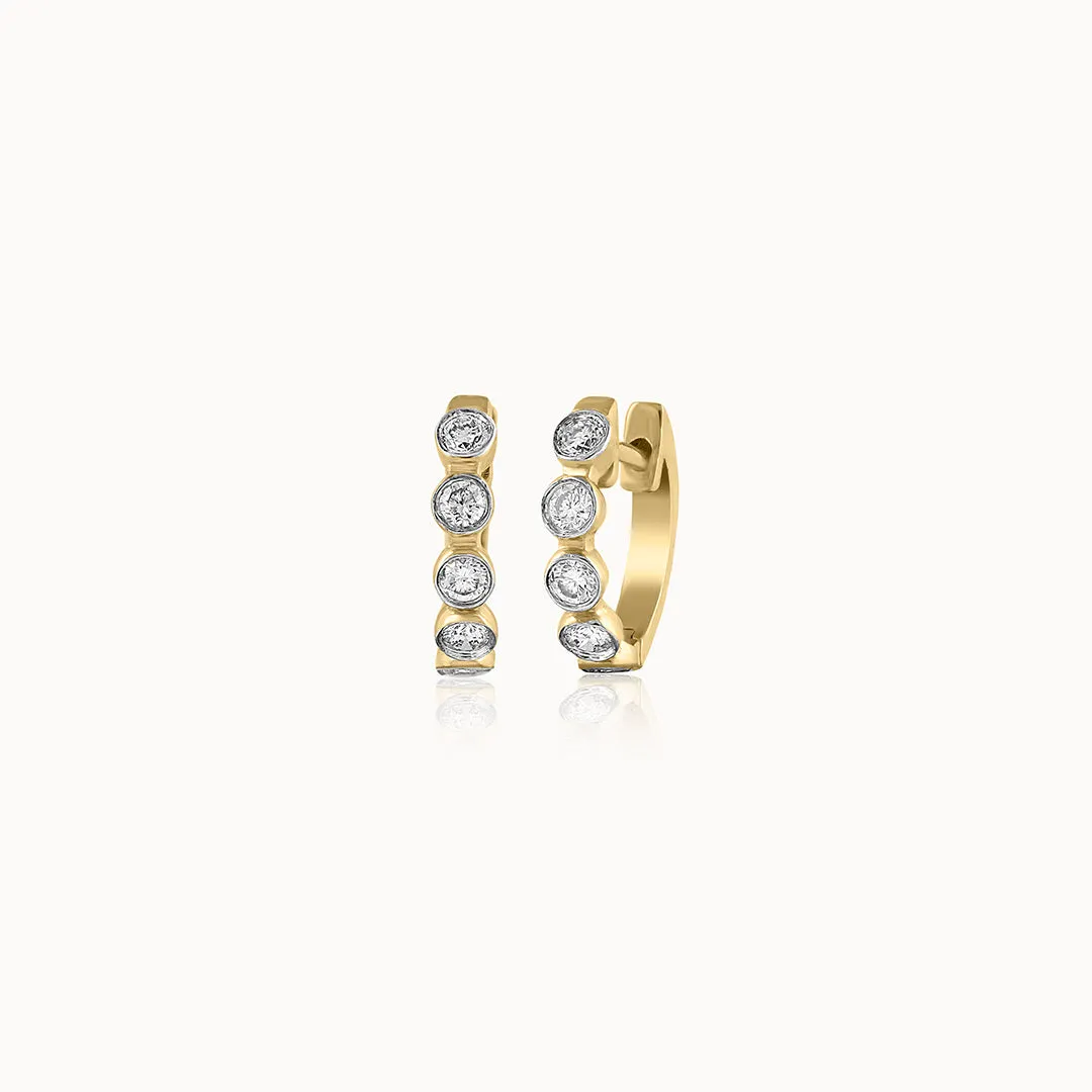 Bezel Set Diamond Hoops