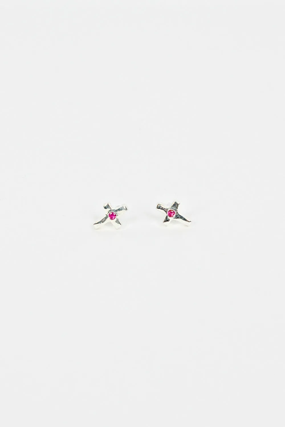 C18 Cross Earrings Ruby
