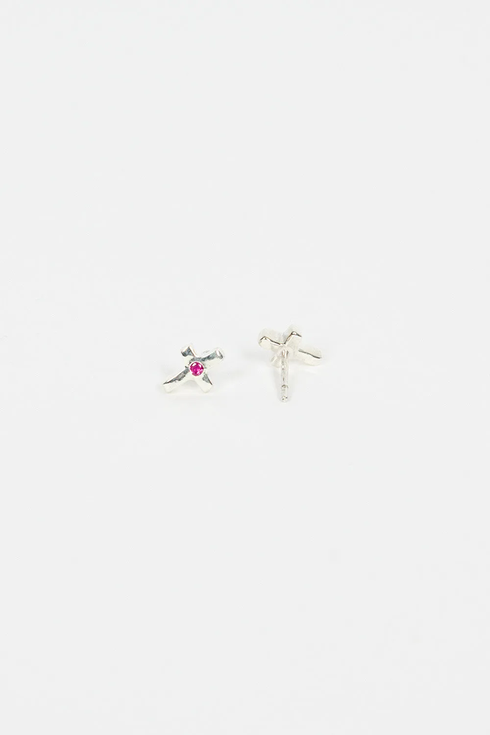 C18 Cross Earrings Ruby