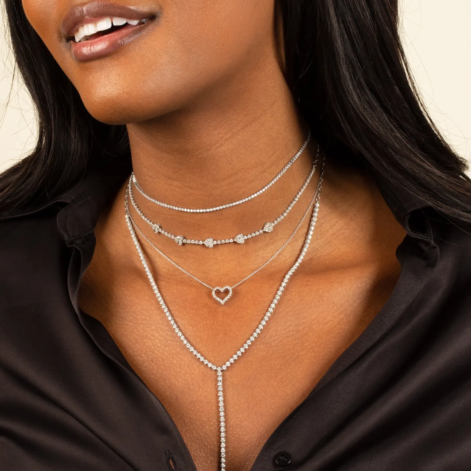 Classic Natural Diamond Heart Necklace 14K