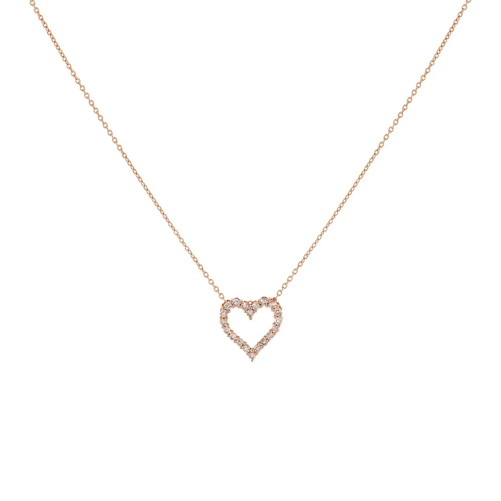 Classic Natural Diamond Heart Necklace 14K