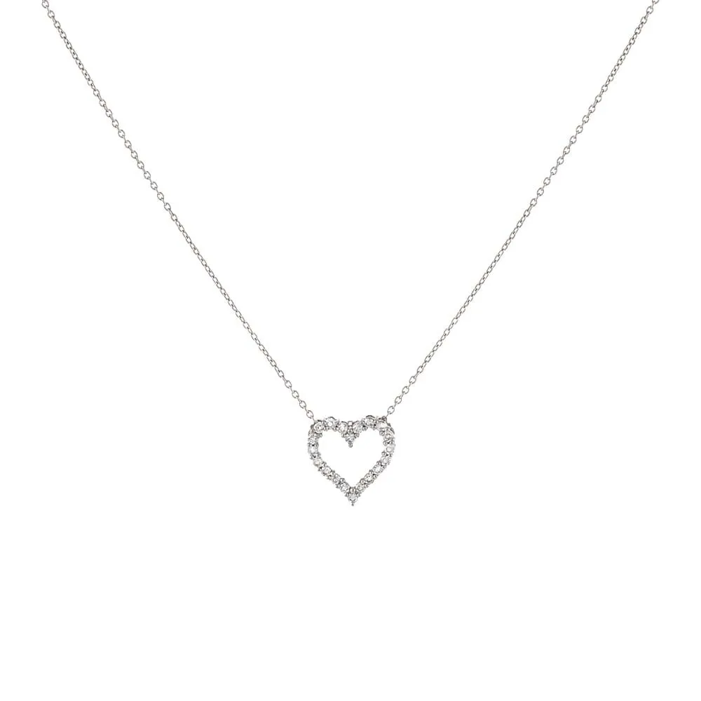 Classic Natural Diamond Heart Necklace 14K