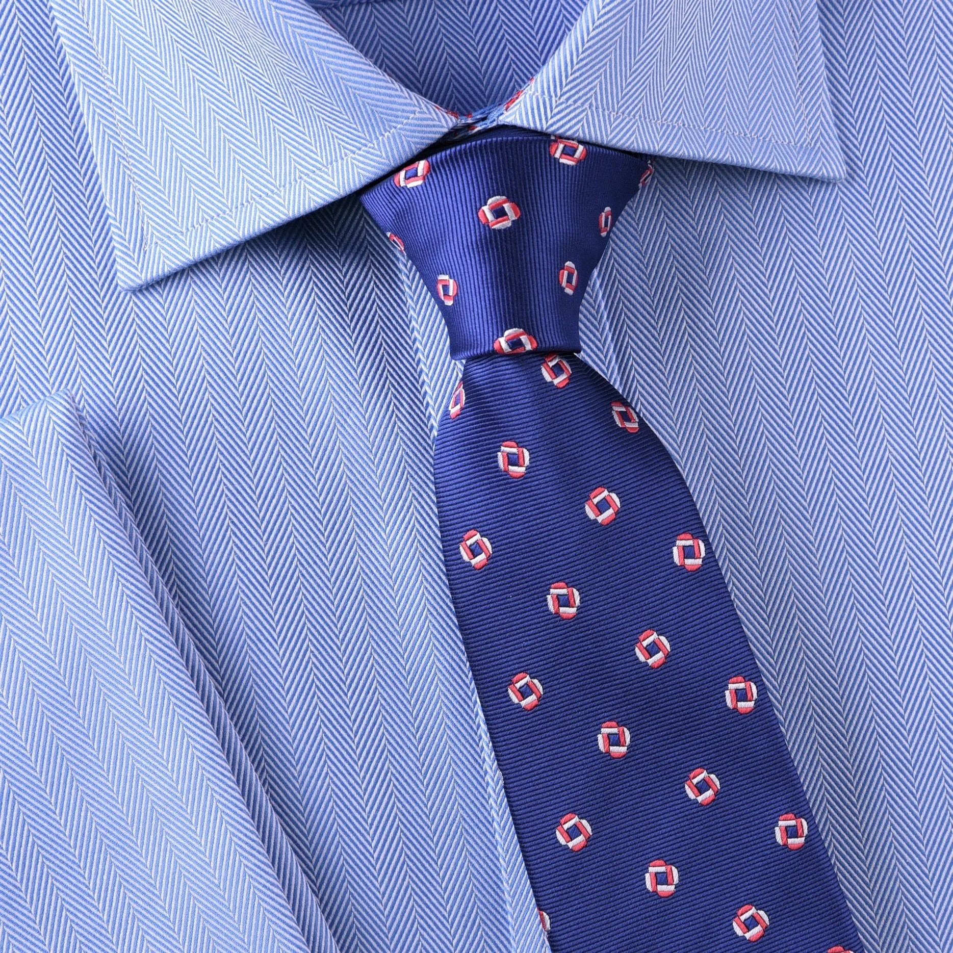 Designer Linked Square Chains Blue Luxury Skinny Woven Tie 3"