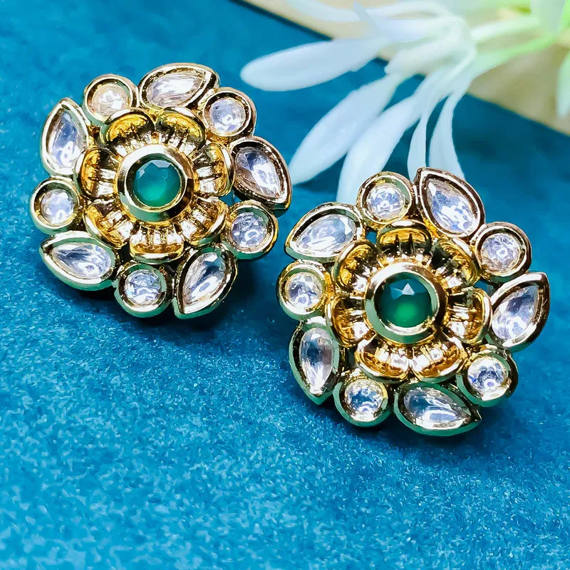 Designer Royal Kundan & Ruby Gold-Plated Studs