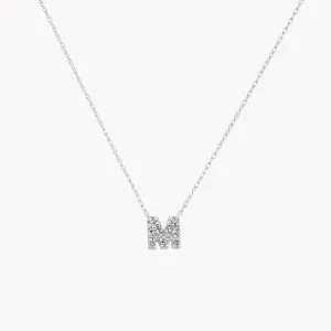 Diamond Letter M Necklace in Silver