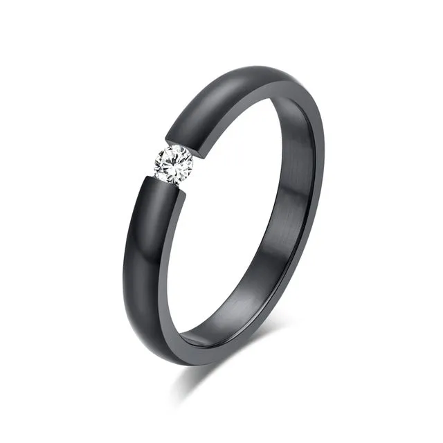 Engagement Ring For Women Stainless Steel Silver Gold Color Finger Girl Gift