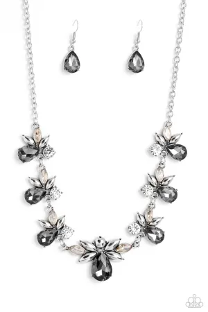 Explosive Effulgence Silver & White Rhinestone Necklace - Paparazzi Accessories