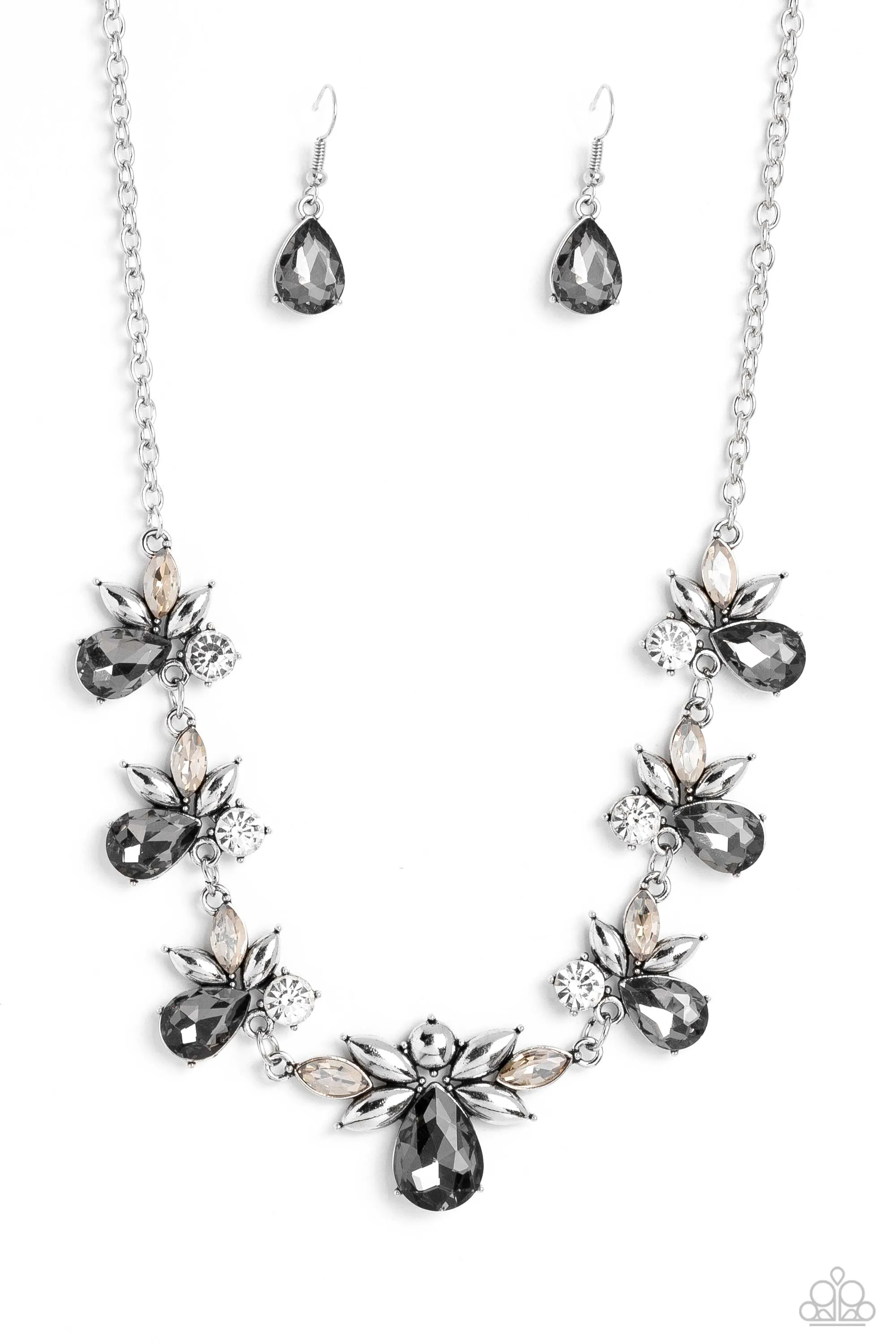 Explosive Effulgence Silver & White Rhinestone Necklace - Paparazzi Accessories