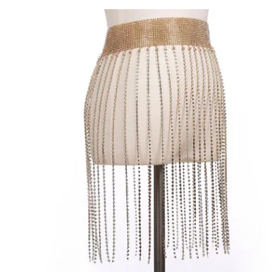 Flashy Tassel Rhinestone Waist Chain