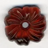 Flower Cabochon with center hole, ruby red, glass. 12mm. Pkg of 4. b5-415