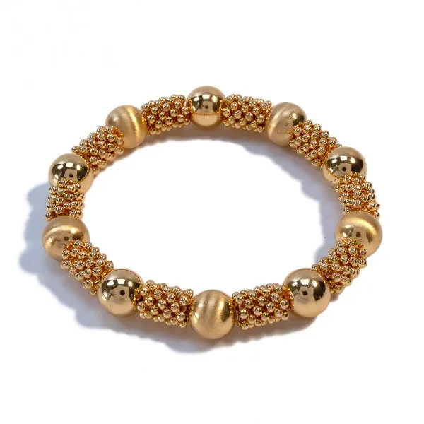 Gold Tone Beaded Stretch Bracelet