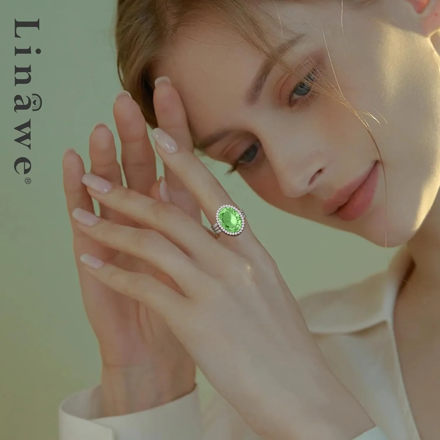 Linawe Birthstone Chunky Adjustable Rings for Women, Gold/Silver/Rose Gold Statement Rings, Imitation Diamond Fake Gemstone Crystal Cocktail Ring, Cubic Zirconia Costume Jewelry