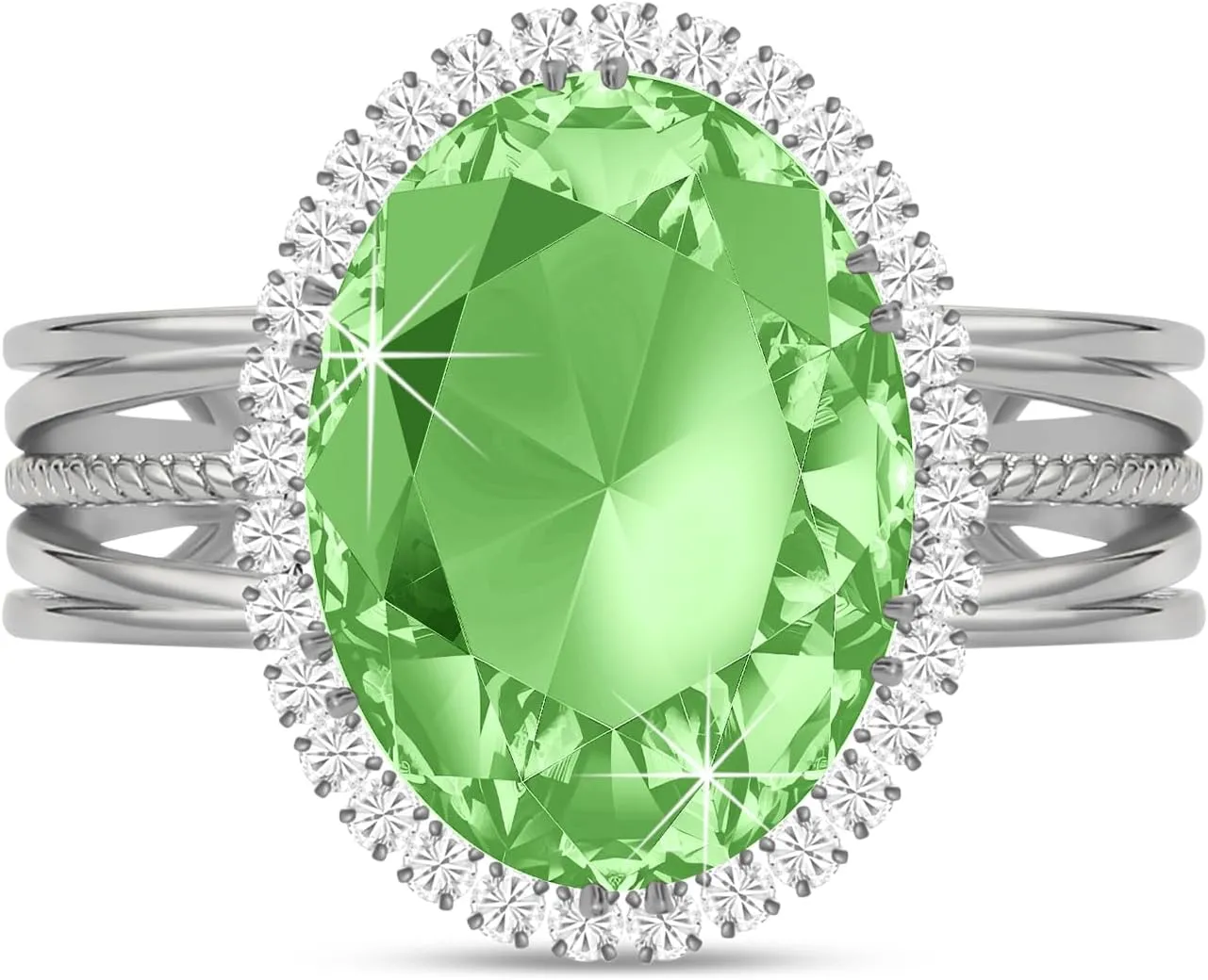 Linawe Birthstone Chunky Adjustable Rings for Women, Gold/Silver/Rose Gold Statement Rings, Imitation Diamond Fake Gemstone Crystal Cocktail Ring, Cubic Zirconia Costume Jewelry