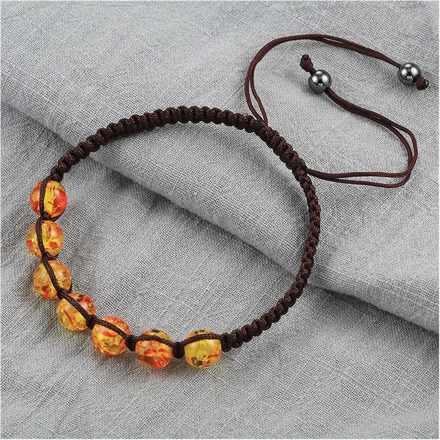 Long Handmade Tibetan Buddhist Lucky Rope Chakra Beads Bracelet Men Tiger Eye Stone Bracelet Adjustable for Women Jewelry Friend Gift Good-Looking (Metal Color : Brown Blue)
