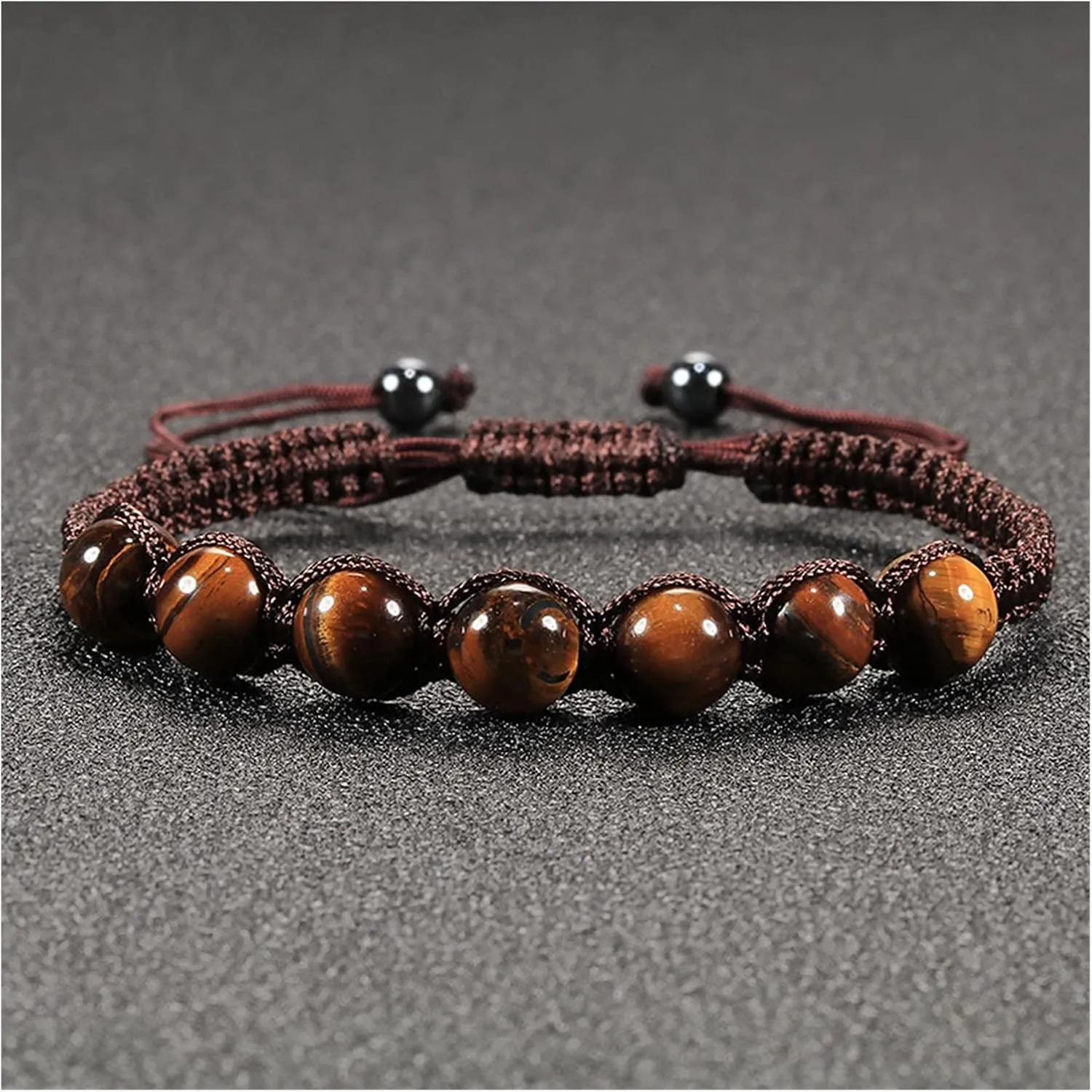 Long Handmade Tibetan Buddhist Lucky Rope Chakra Beads Bracelet Men Tiger Eye Stone Bracelet Adjustable for Women Jewelry Friend Gift Good-Looking (Metal Color : Brown Blue)