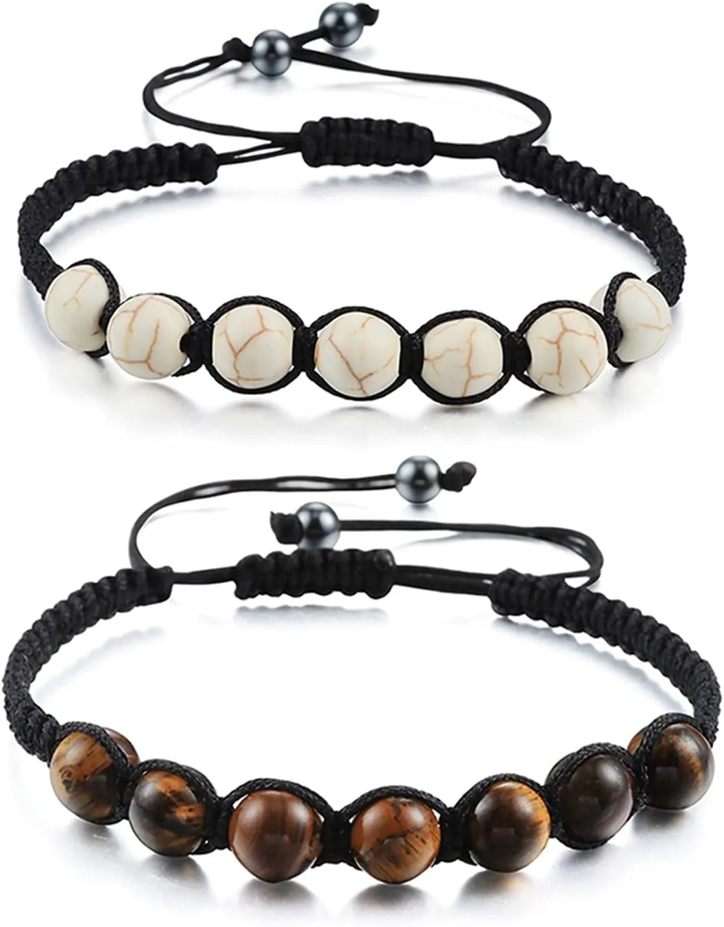 Long Handmade Tibetan Buddhist Lucky Rope Chakra Beads Bracelet Men Tiger Eye Stone Bracelet Adjustable for Women Jewelry Friend Gift Good-Looking (Metal Color : Brown Blue)
