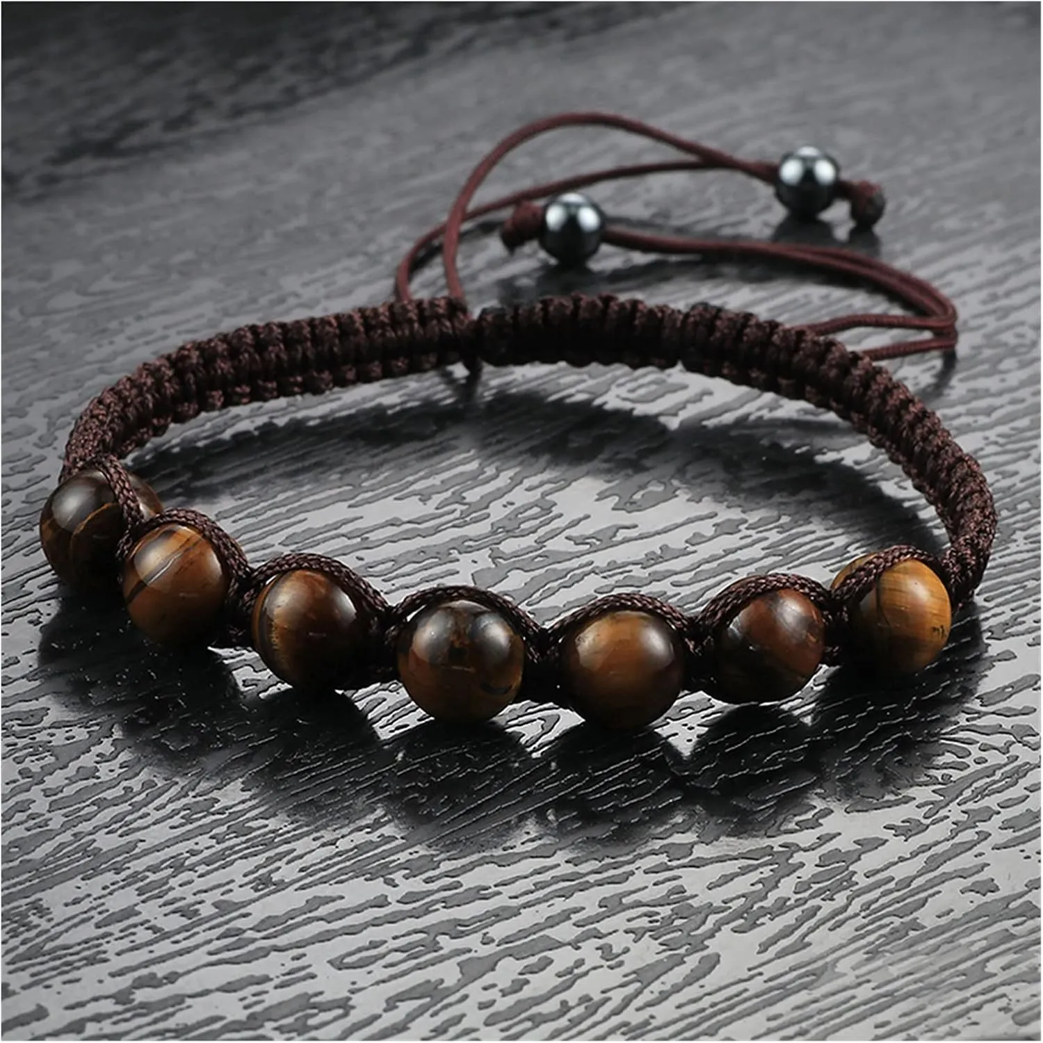 Long Handmade Tibetan Buddhist Lucky Rope Chakra Beads Bracelet Men Tiger Eye Stone Bracelet Adjustable for Women Jewelry Friend Gift Good-Looking (Metal Color : Brown Blue)