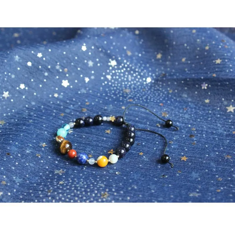 Nine Planet Guardian Star Natural Stone Bead Bracelet