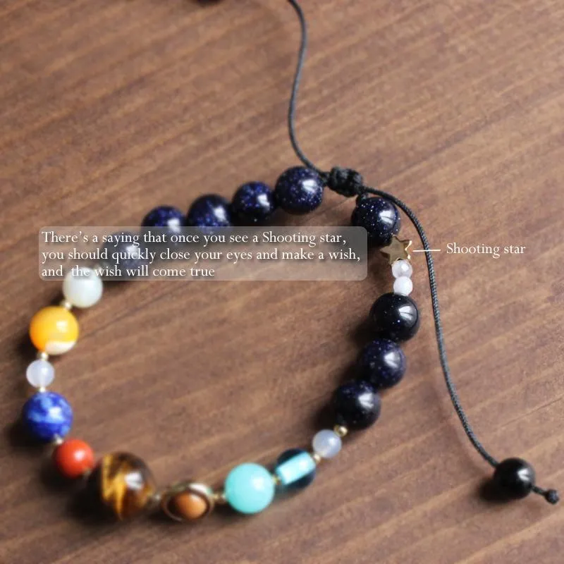 Nine Planet Guardian Star Natural Stone Bead Bracelet