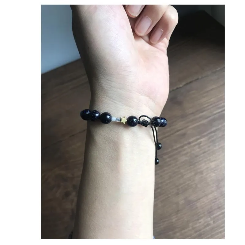 Nine Planet Guardian Star Natural Stone Bead Bracelet