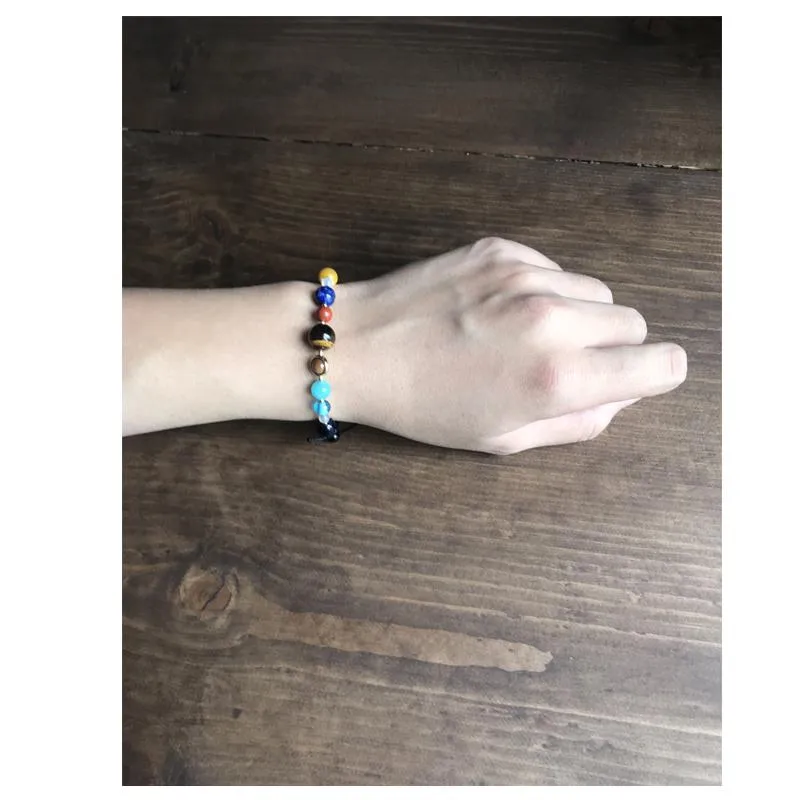 Nine Planet Guardian Star Natural Stone Bead Bracelet