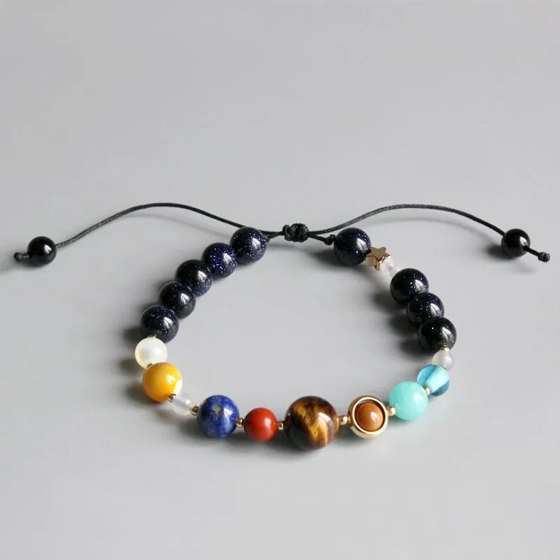 Nine Planet Guardian Star Natural Stone Bead Bracelet