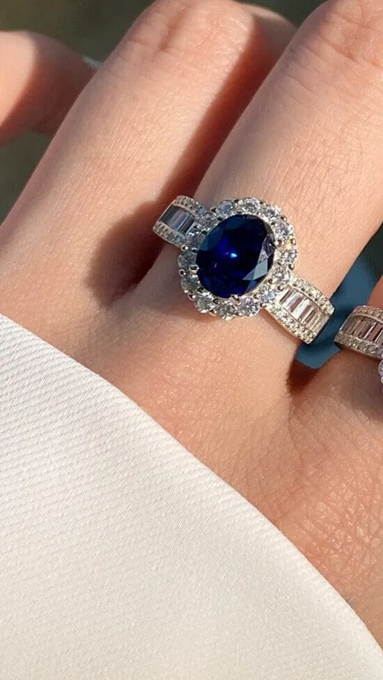 Oval Sapphire Vintage Cut 925 Sterling Silver Ring