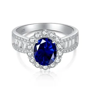 Oval Sapphire Vintage Cut 925 Sterling Silver Ring