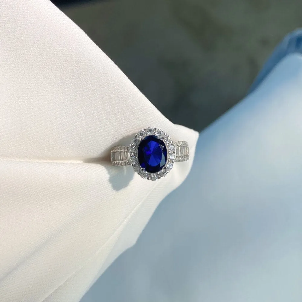 Oval Sapphire Vintage Cut 925 Sterling Silver Ring