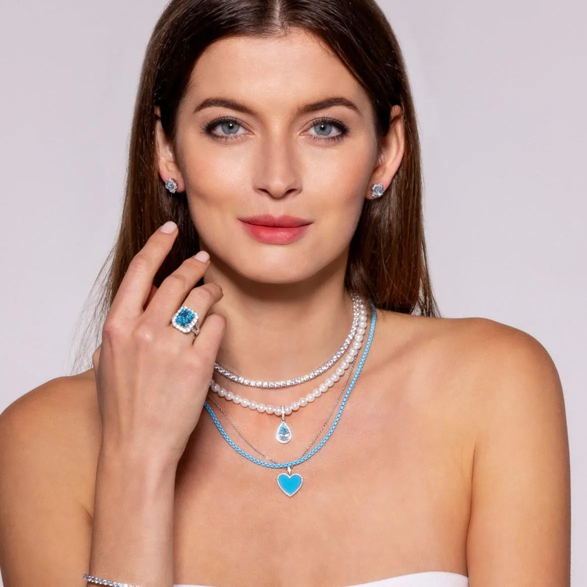Princess Di Blue Sapphire Pearl Necklace