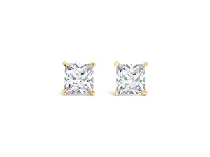 Prism 9CT Yellow Gold Princess Cut Cubic Zirconia Claw Studs