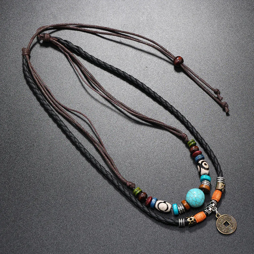 "Turquoise Beaded Copper Coin" Necklaces