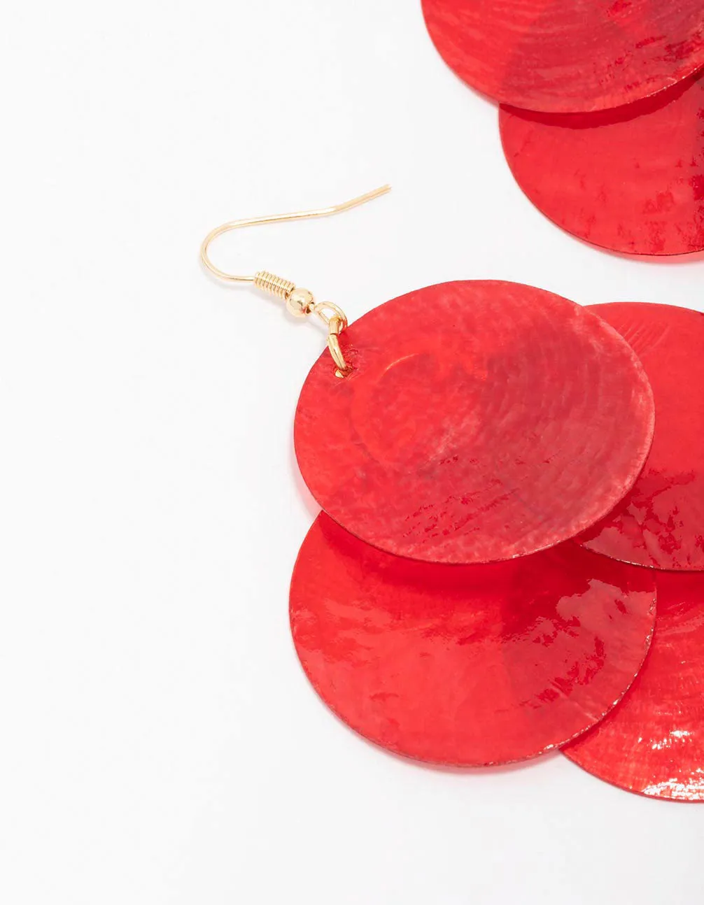 Red Coated Shell Drop Earrings