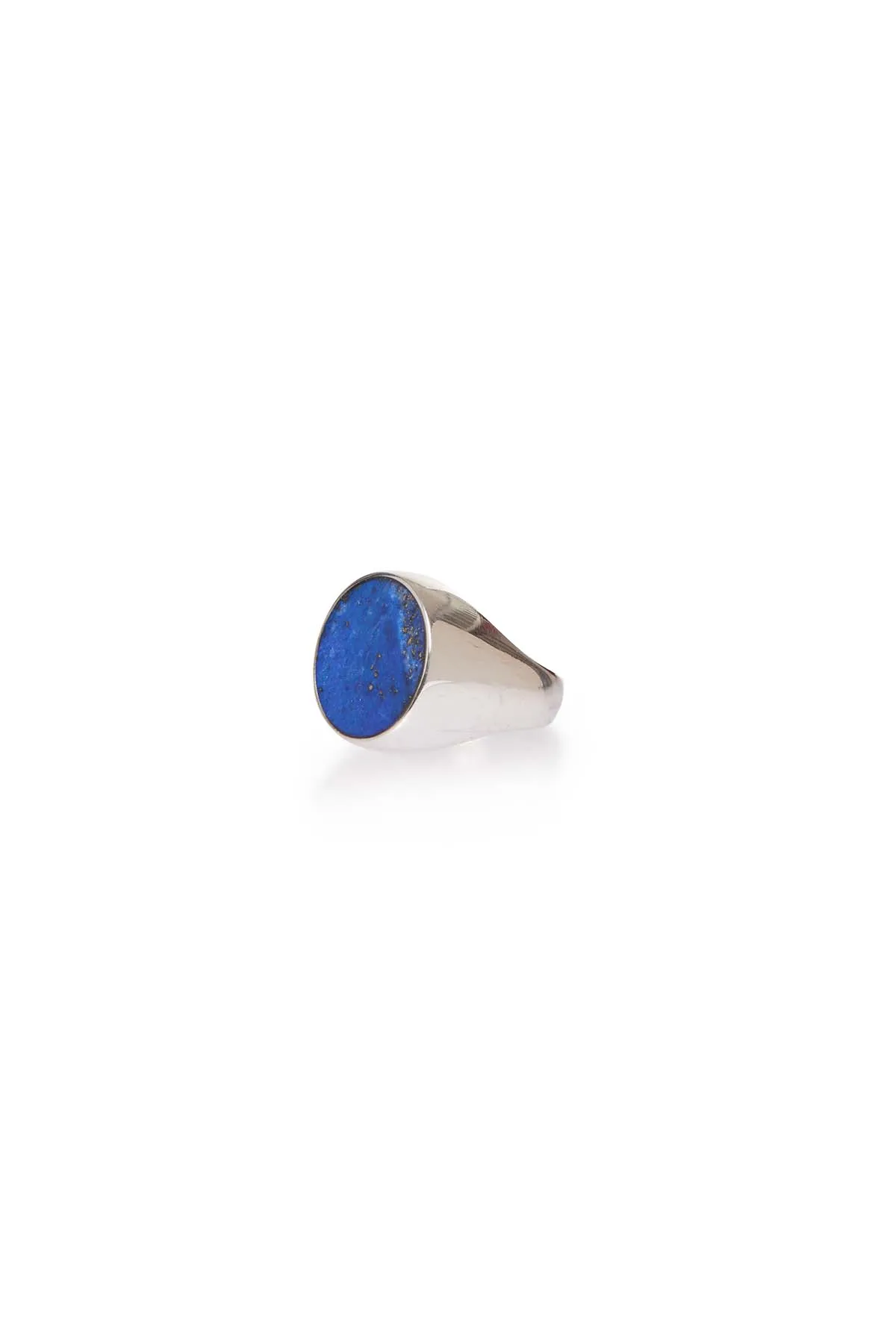 Signet Ring in Sterling Silver & Lapis Stone with Blue Sapphire