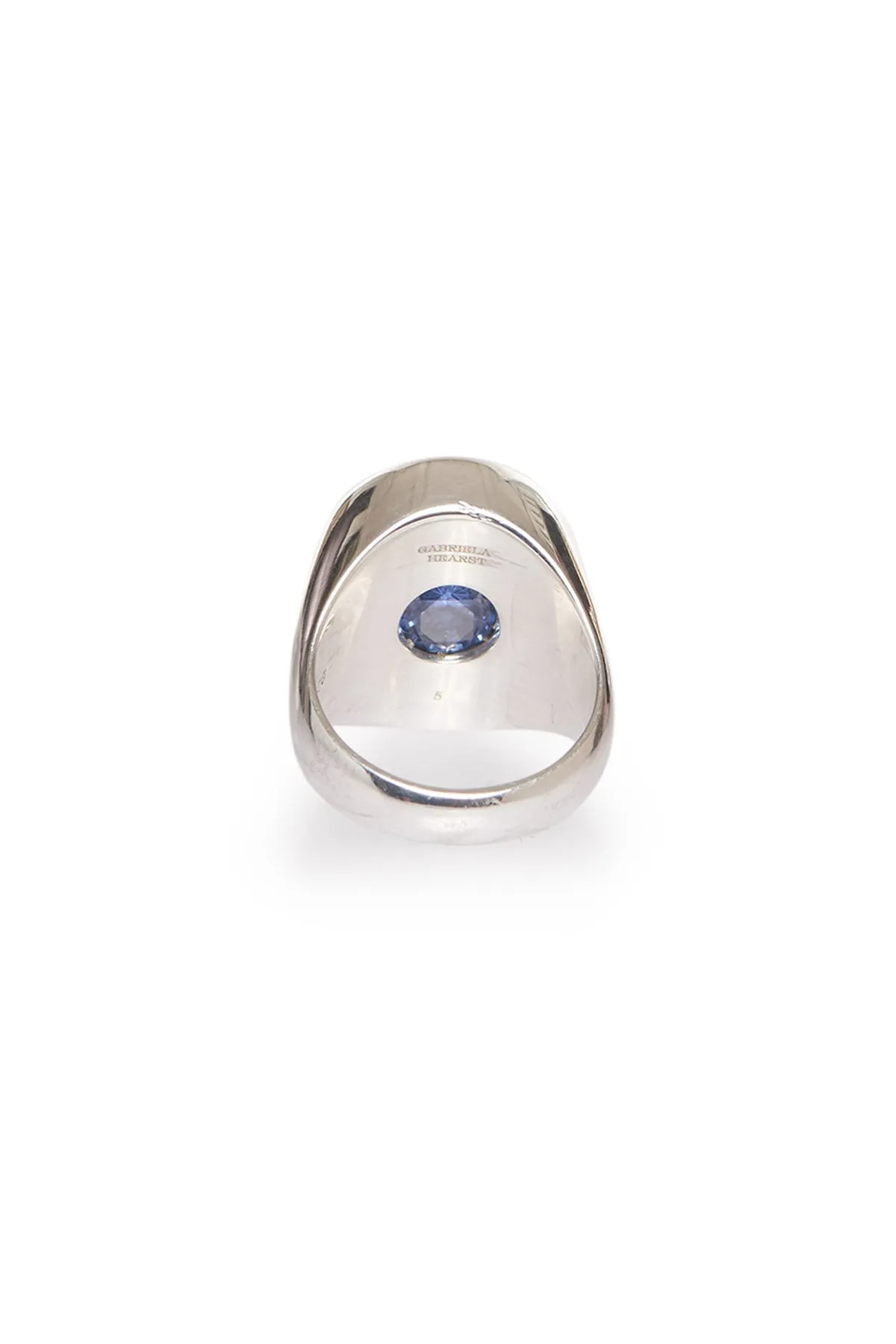 Signet Ring in Sterling Silver & Lapis Stone with Blue Sapphire