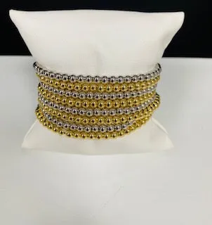 SILVER GOLD BEADED STRETCH BRACELETS