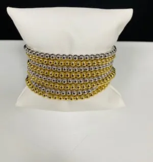 SILVER GOLD BEADED STRETCH BRACELETS