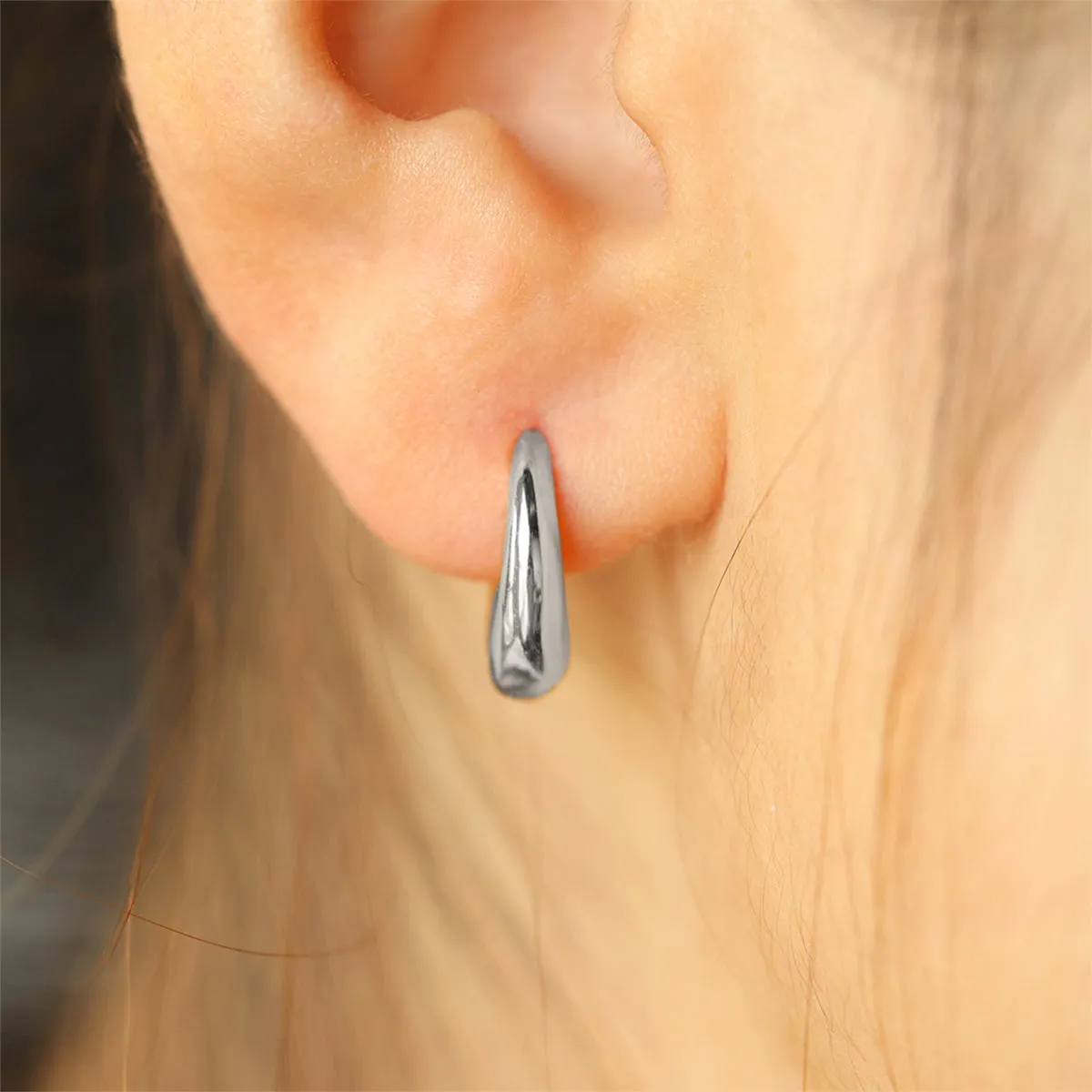 Teardrop Huggie Hoop Earrings