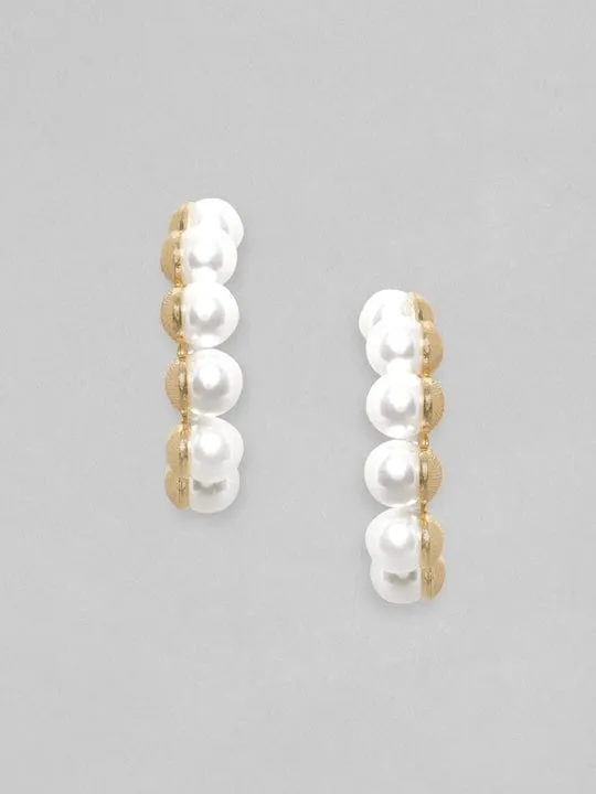 TOKYO TALKIES X Rubans 18K Gold Plated Pearl Studded Statement Hoop Earrings