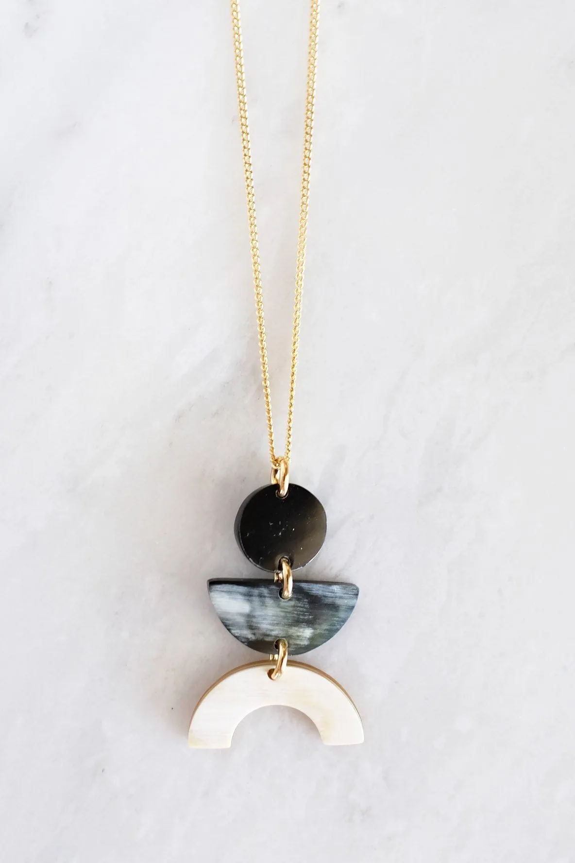 Vui Mung Geometrical Buffalo Horn Pendant Necklace